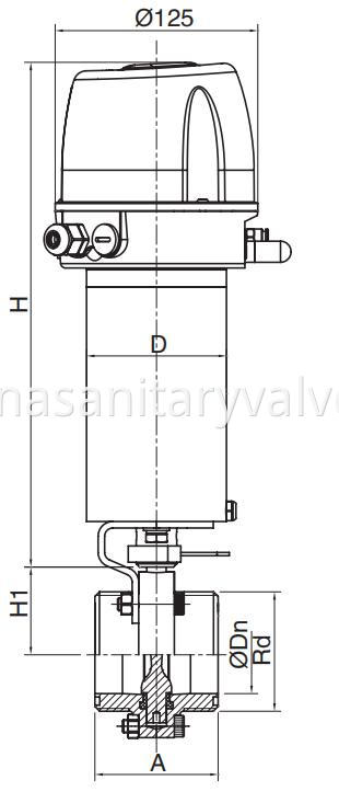 SMS Hygienic Pneumatic Butterfly Valves Male Control Head